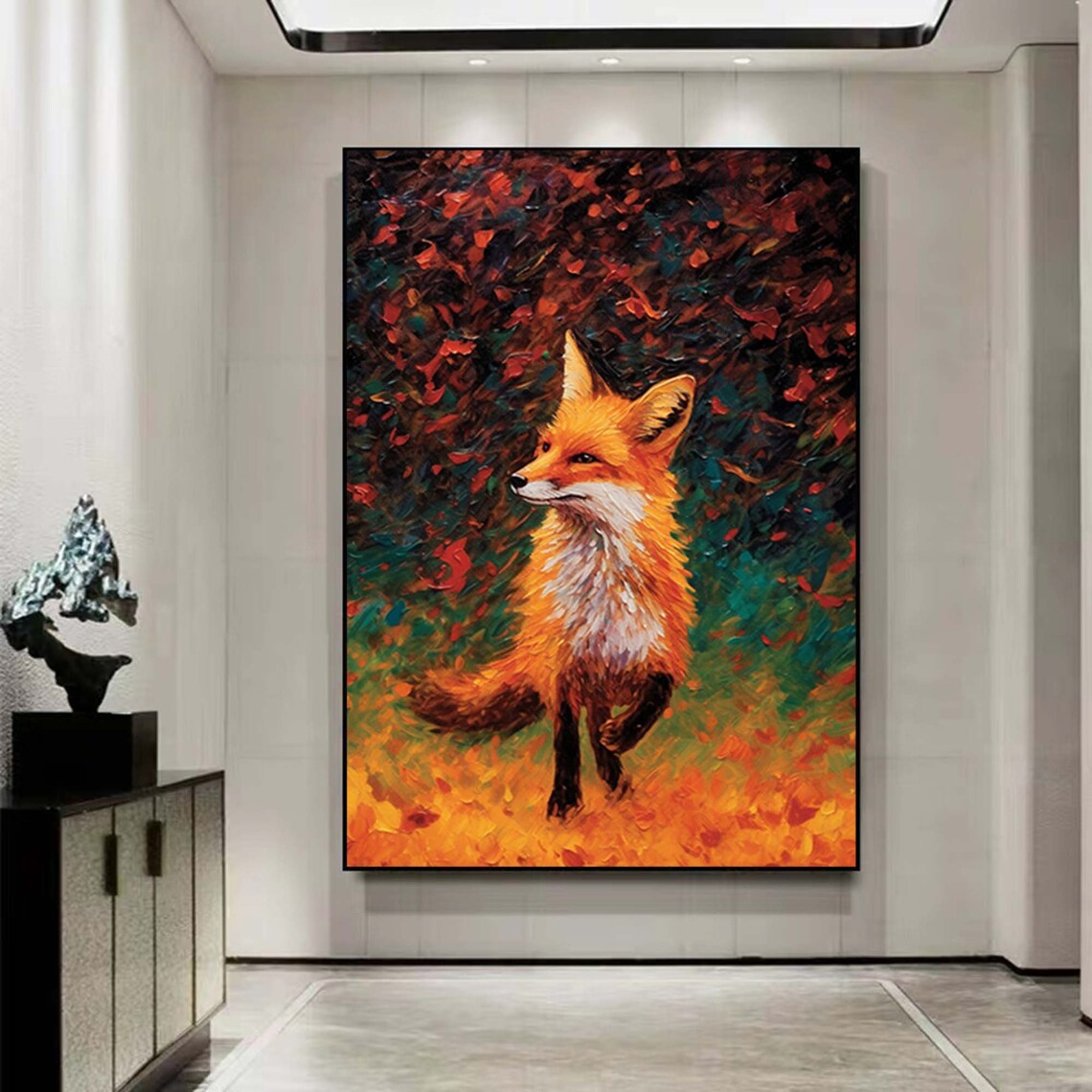Red Fox in Autumn Forest Impressionist Wildlife Painting Poster - Image 2