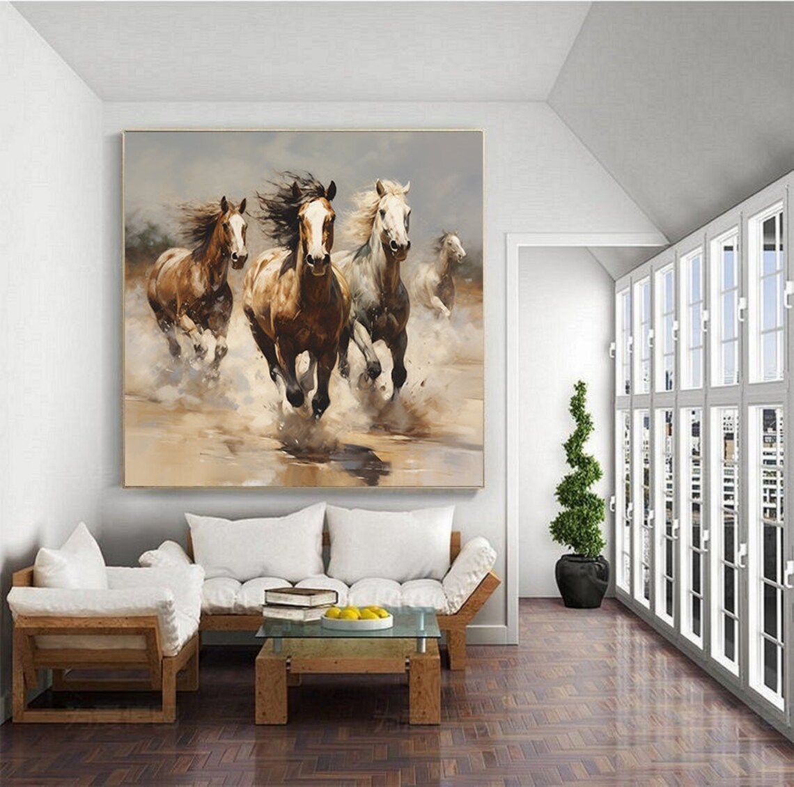 Horse Abstract Oil Painting, Living Room Art Print - Image 5