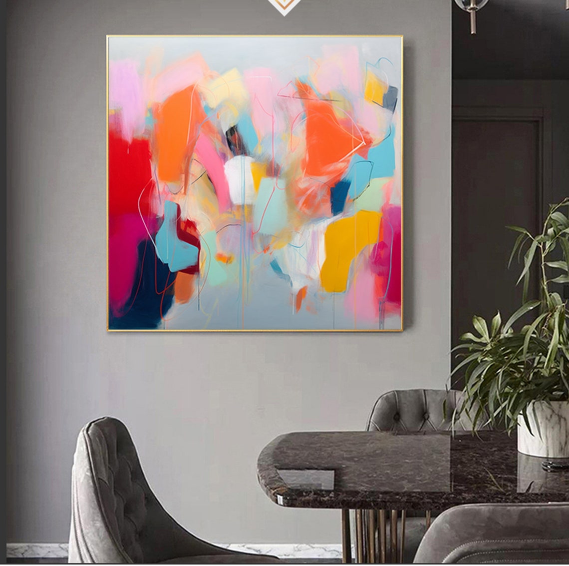 Colorful Pastel Abstract Painting With Pink And Orange Swirls Poster - Image 6