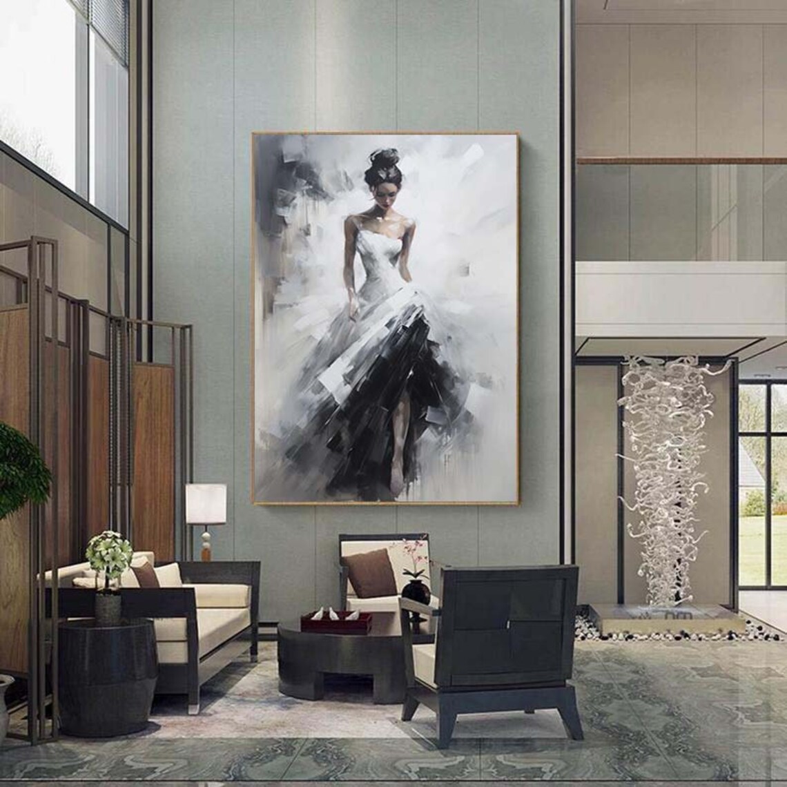 Ballerina Oil Painting, Living Room Wall Art Print - Image 3