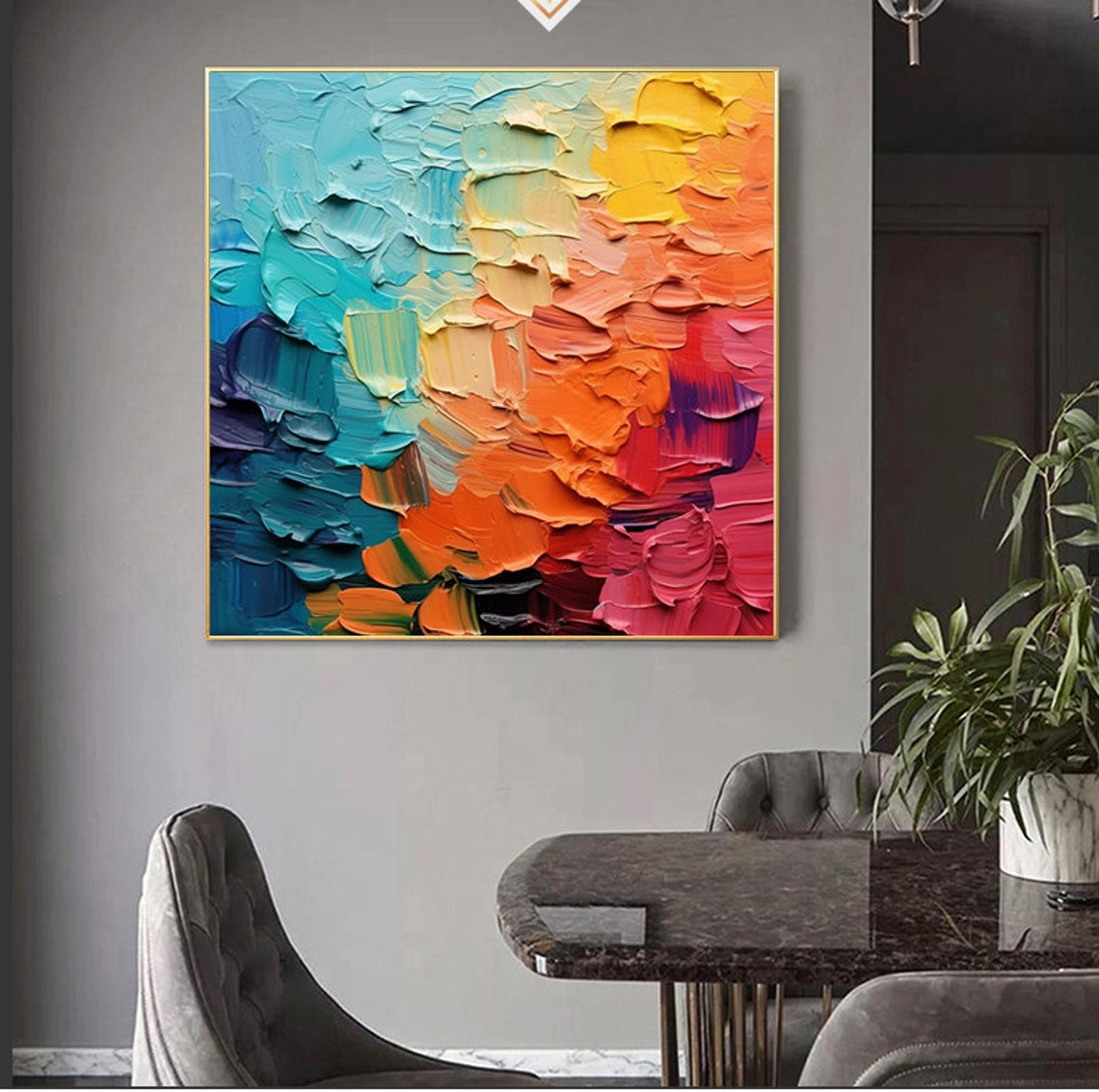 Colorful Palette Knife Mosaic Texture Modern Abstract Art Poster - Image 2