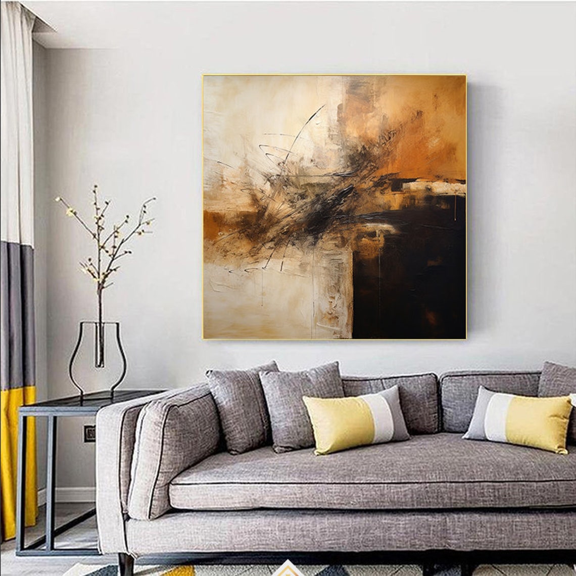 Beige Brown Dark Gestural Earth Tones Abstract Painting Poster - Image 3