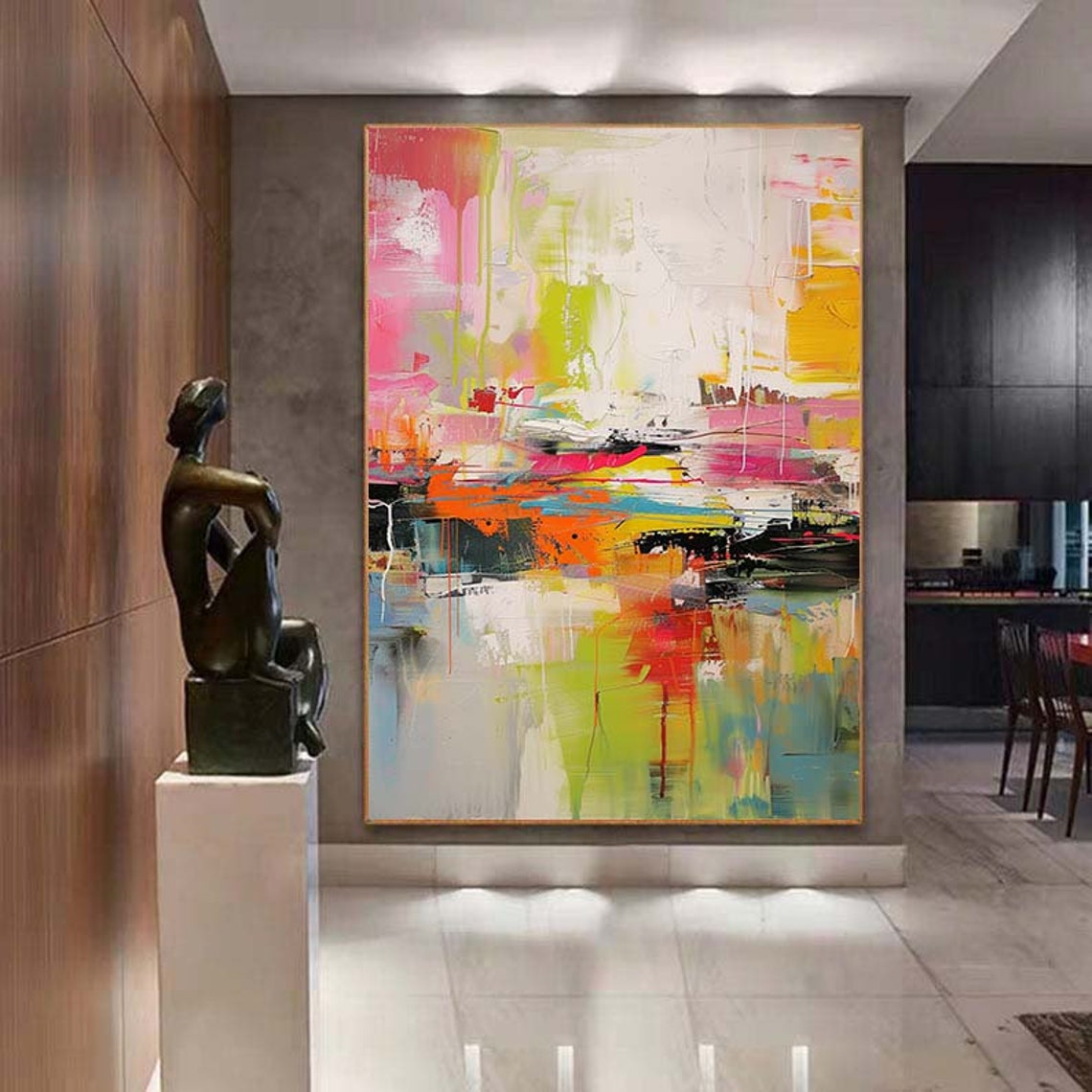Neon Color Splash Abstract Pink Yellow Modern Vibrant Decor Poster - Image 2