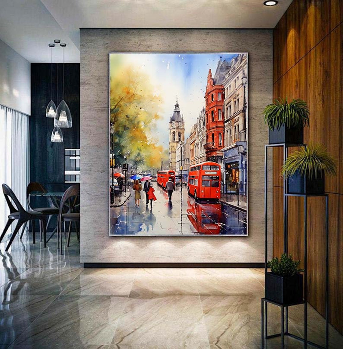 Colorful Oil Painting Of London Street London Cityscape Painting London Oil Painting Home Decor Wall Art London Wall Art - Image 4
