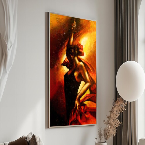 Fiery Flamenco Dancer in Red and Gold Passionate Motion Poster