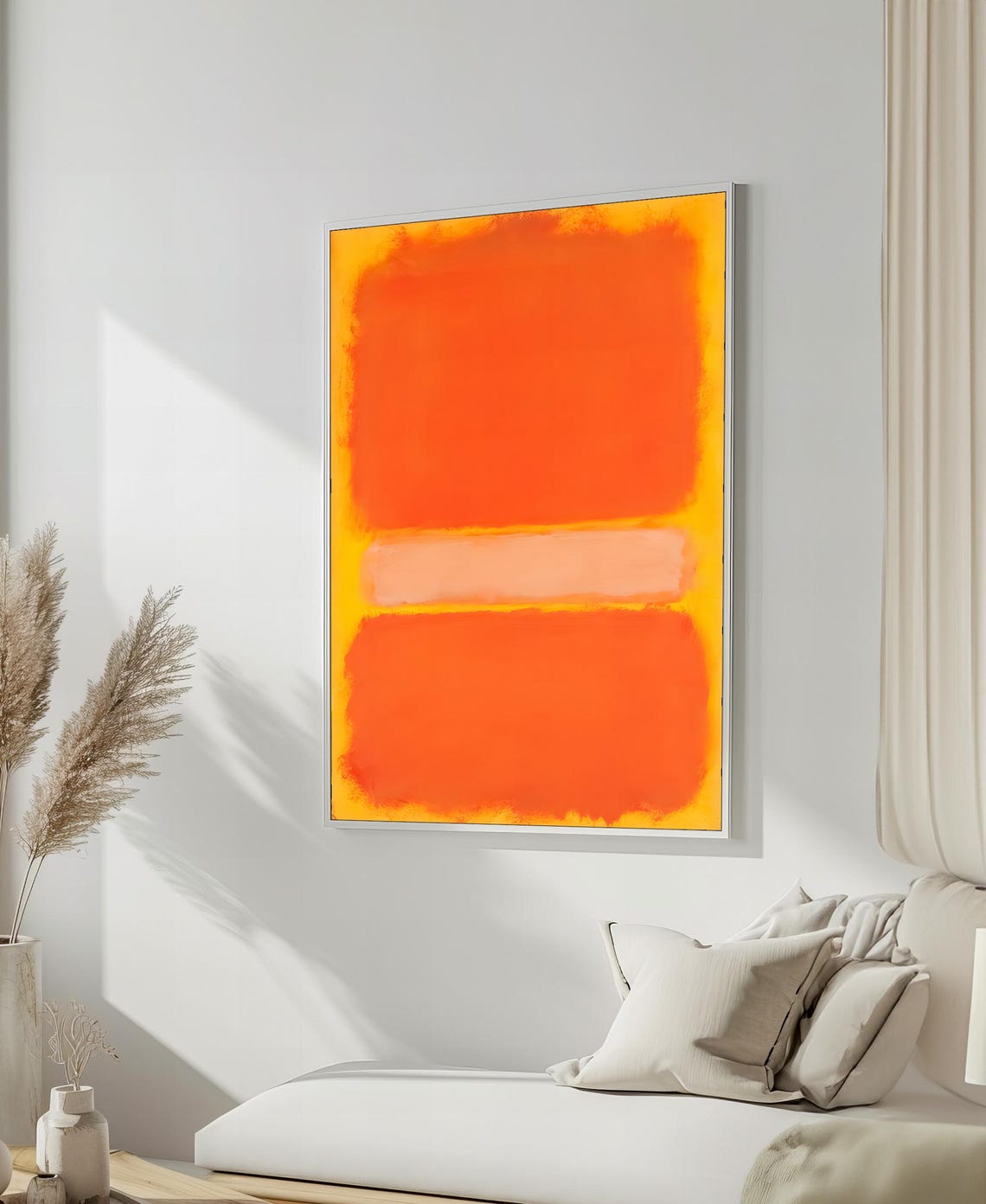 Mark Rothko Style Fiery Orange And Soft Peach Abstract Art Poster