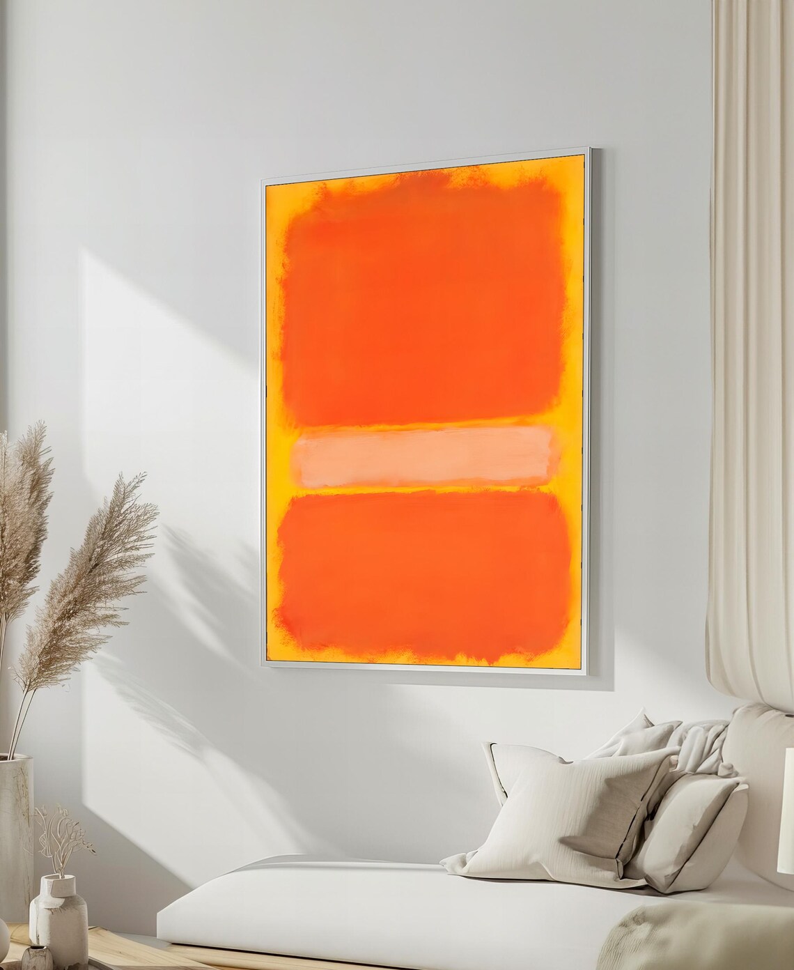 Vibrant Mark Rothko Painting In Fiery Orange And Soft Peach Bold Abstract Art Gift For Modern Spaces