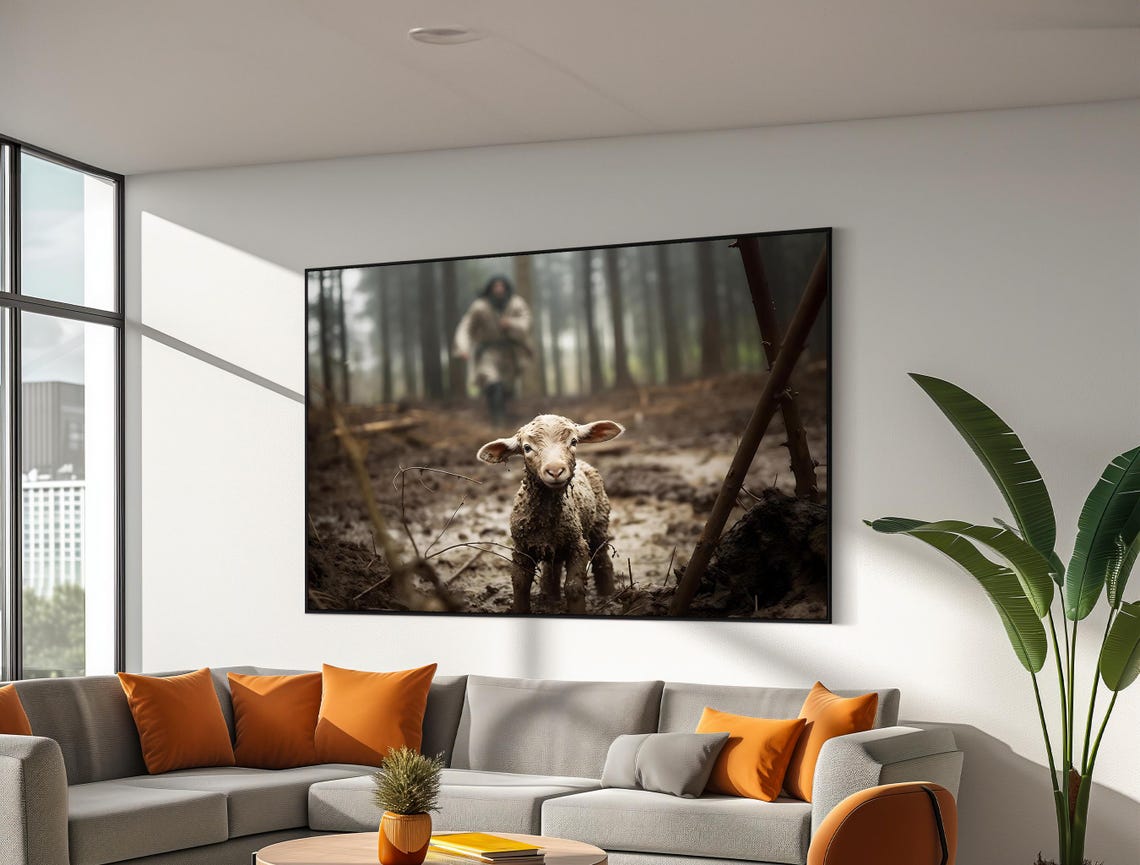 The Lost Lamb Found In The Wilderness By The Good Shepherd Poster