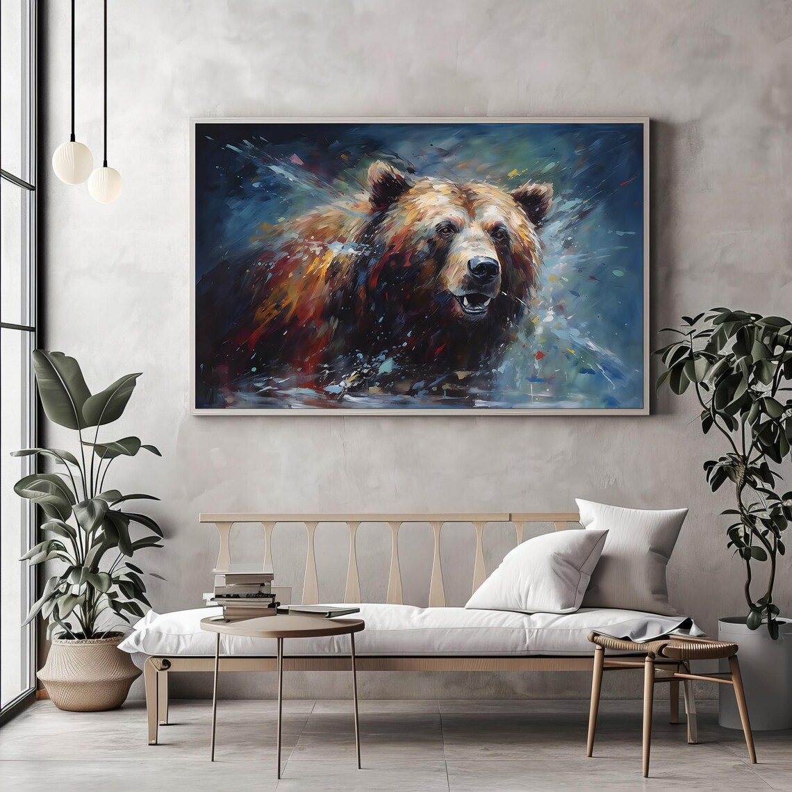 Grizzly Bear Portrait Colorful Expressive Wildlife Painting Poster - Image 2