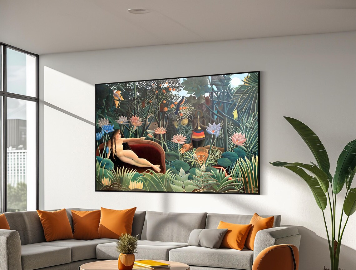 Henri Rousseau The Dream Exotic Jungle and Lions Fantasy Poster