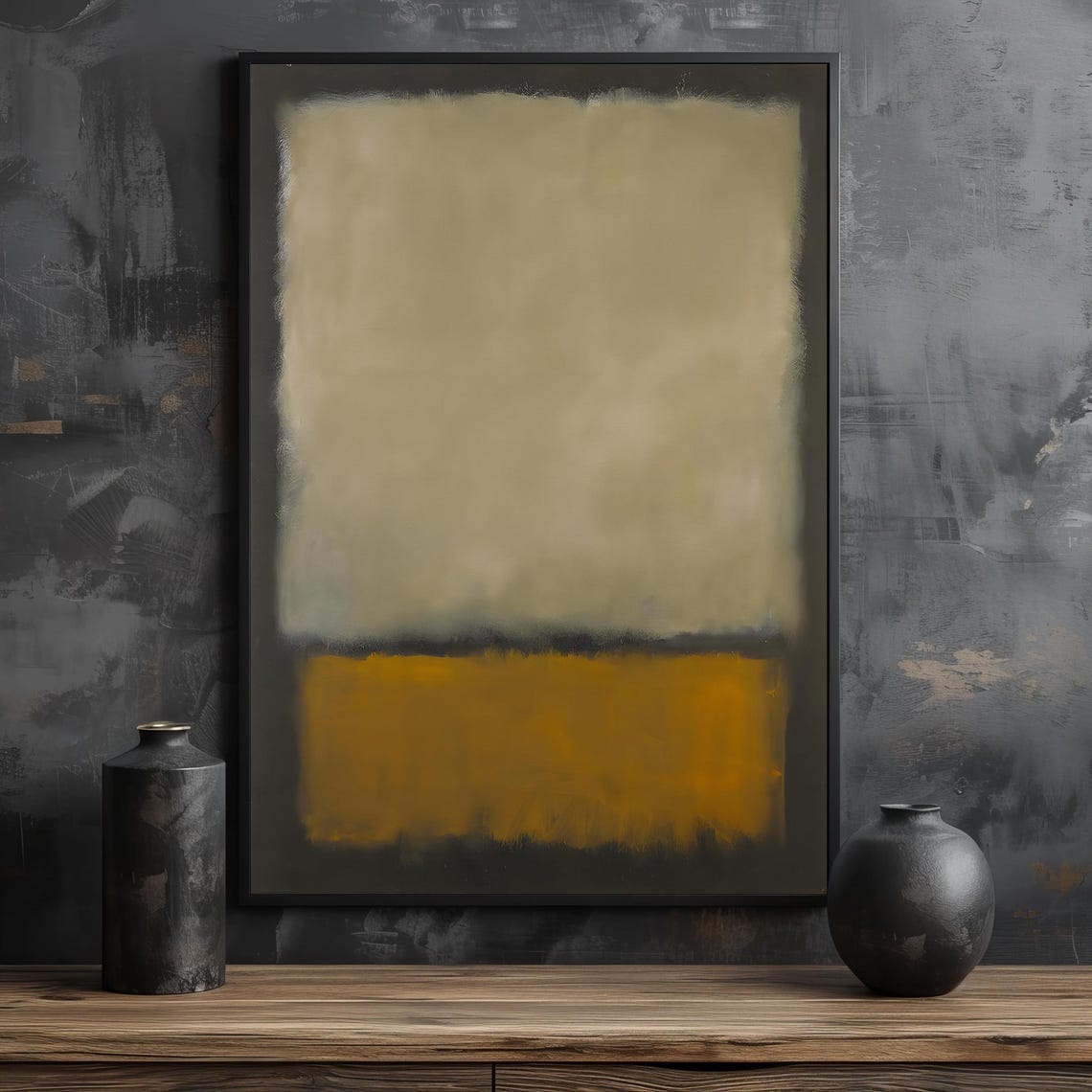 Mark Rothko Style Soft Beige And Warm Mustard Abstract Art Poster - Image 2