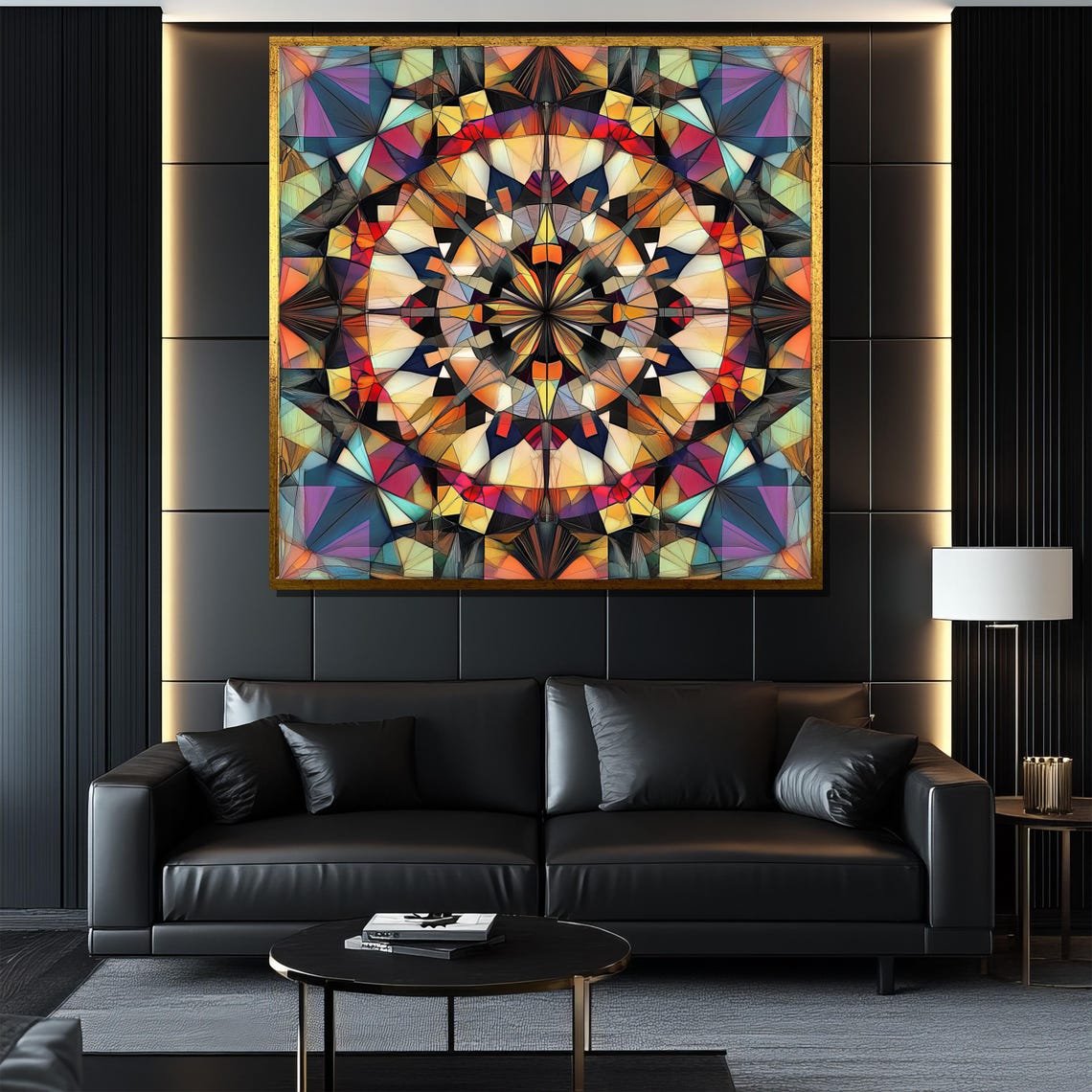 Colorful Kaleidoscopic Abstract Painting Geometric Wall Art Modern Home Decor Unique Gift Idea - Image 4