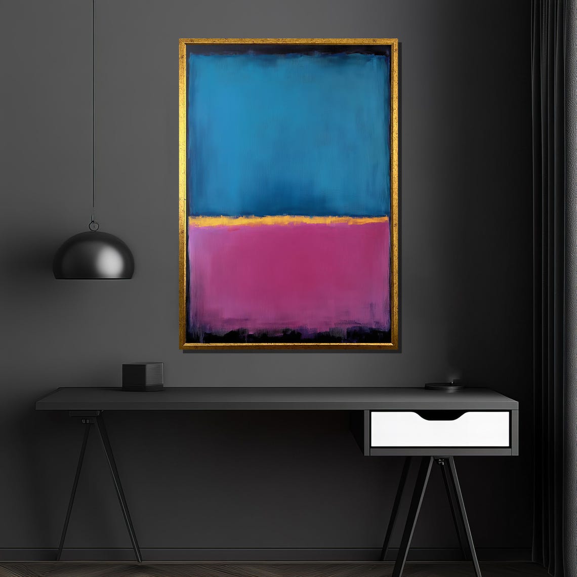 Rothko Style Blue Magenta Gold Bands Color Block Abstract Art Poster - Image 4