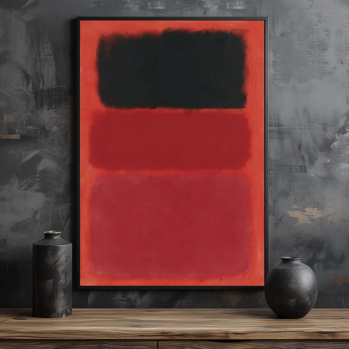 Bold Red Black Abstract Color-Field Striking Modern Art Poster - Image 2