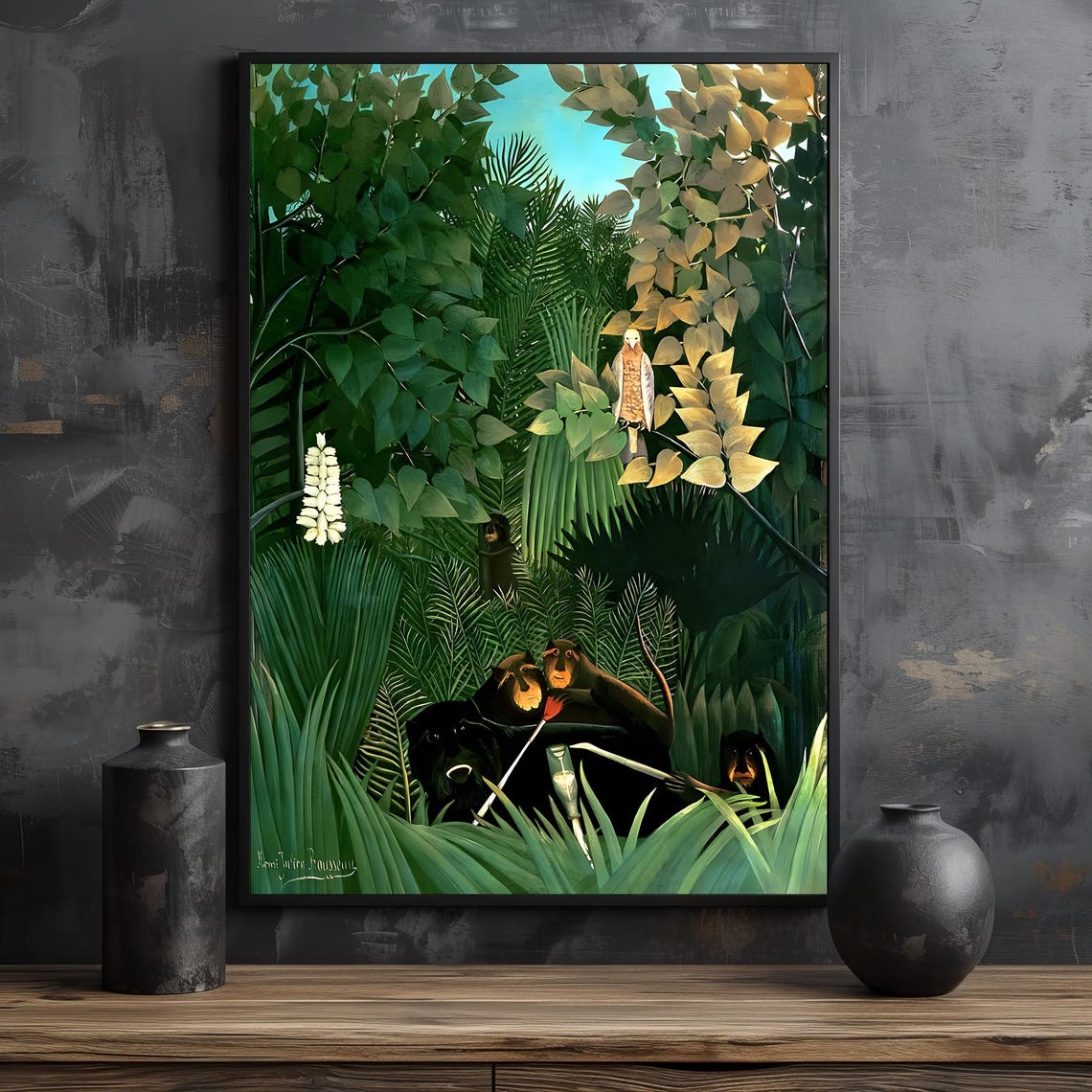 Henri Rousseau The Merry Jesters Jungle Monkeys Painting Poster - Image 2