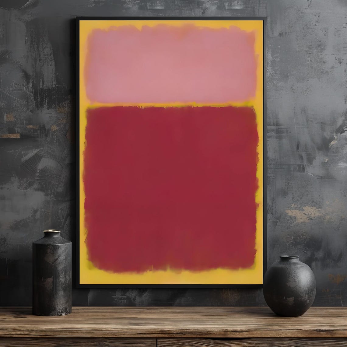 Mark Rothko Style Soft Pink And Deep Red Abstract Art Poster - Image 2