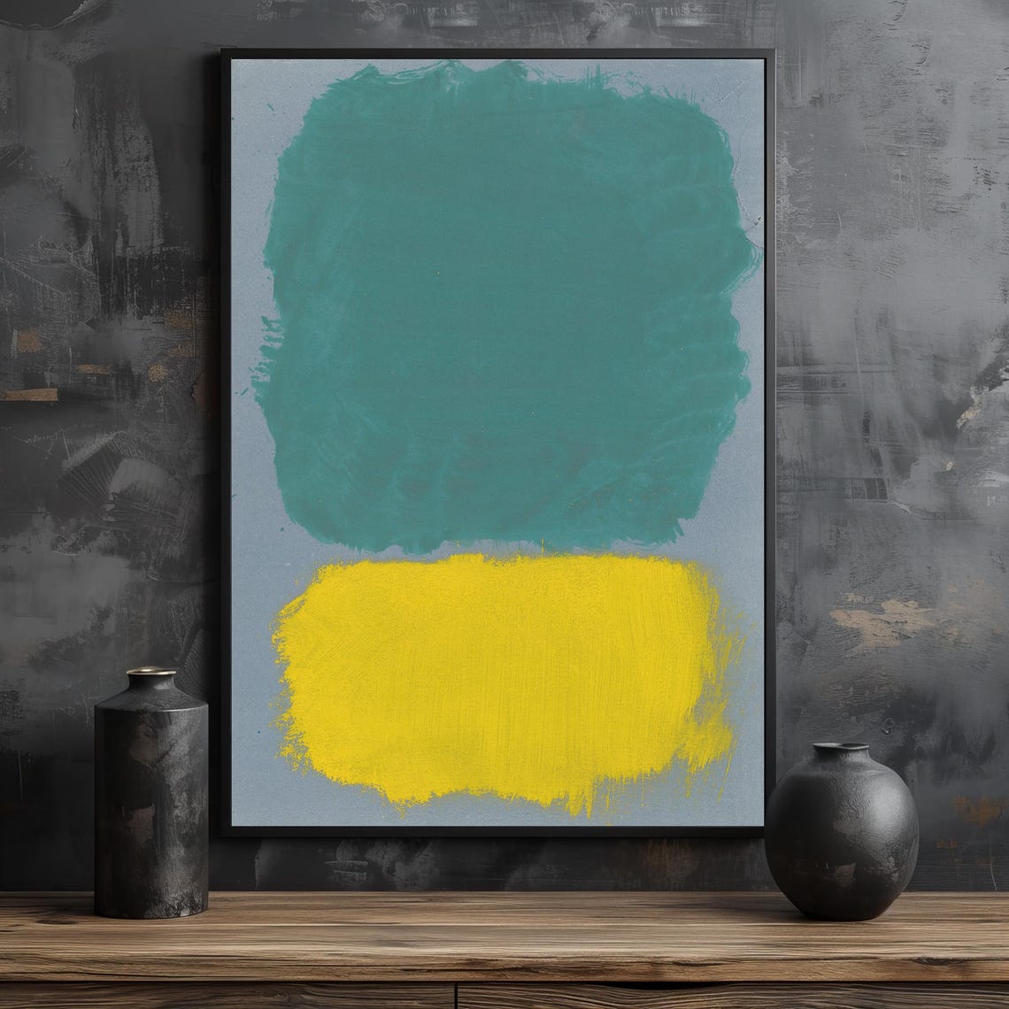 Mark Rothko Style Teal Green And Bright Yellow Abstract Art Poster - Image 2