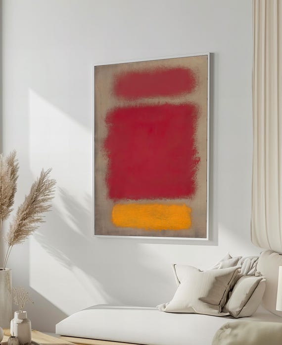 Bold Red And Yellow Abstract Painting Mark Rothko Style Modern Art For Living Room Unique Gift For Art Lovers