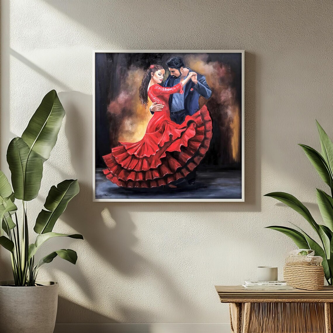 Elegant Flamenco Dance Couple Red Ruffled Dress Motion Poster - Image 2