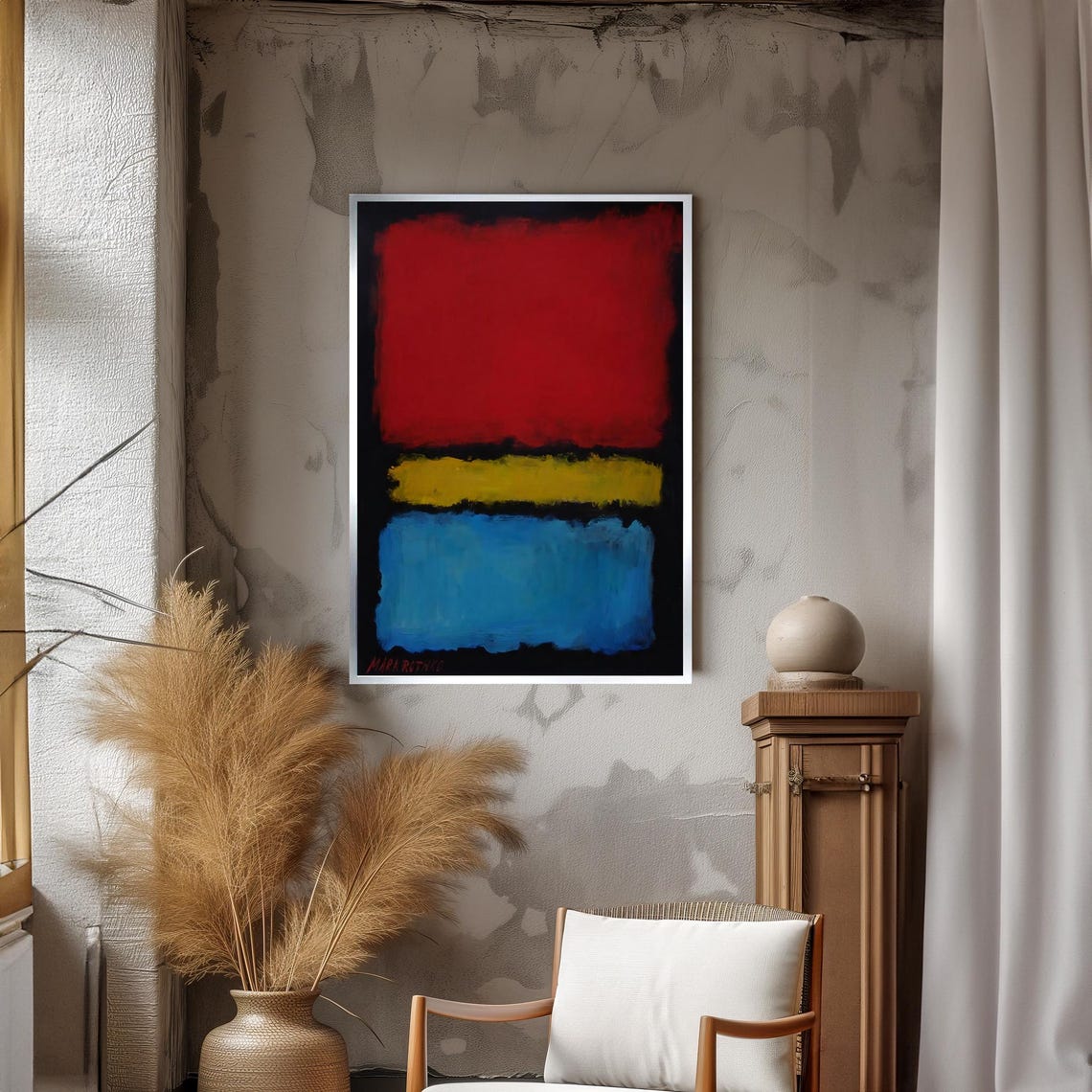 Mark Rothko Style Bold Red Yellow And Blue Abstract Art Poster - Image 3