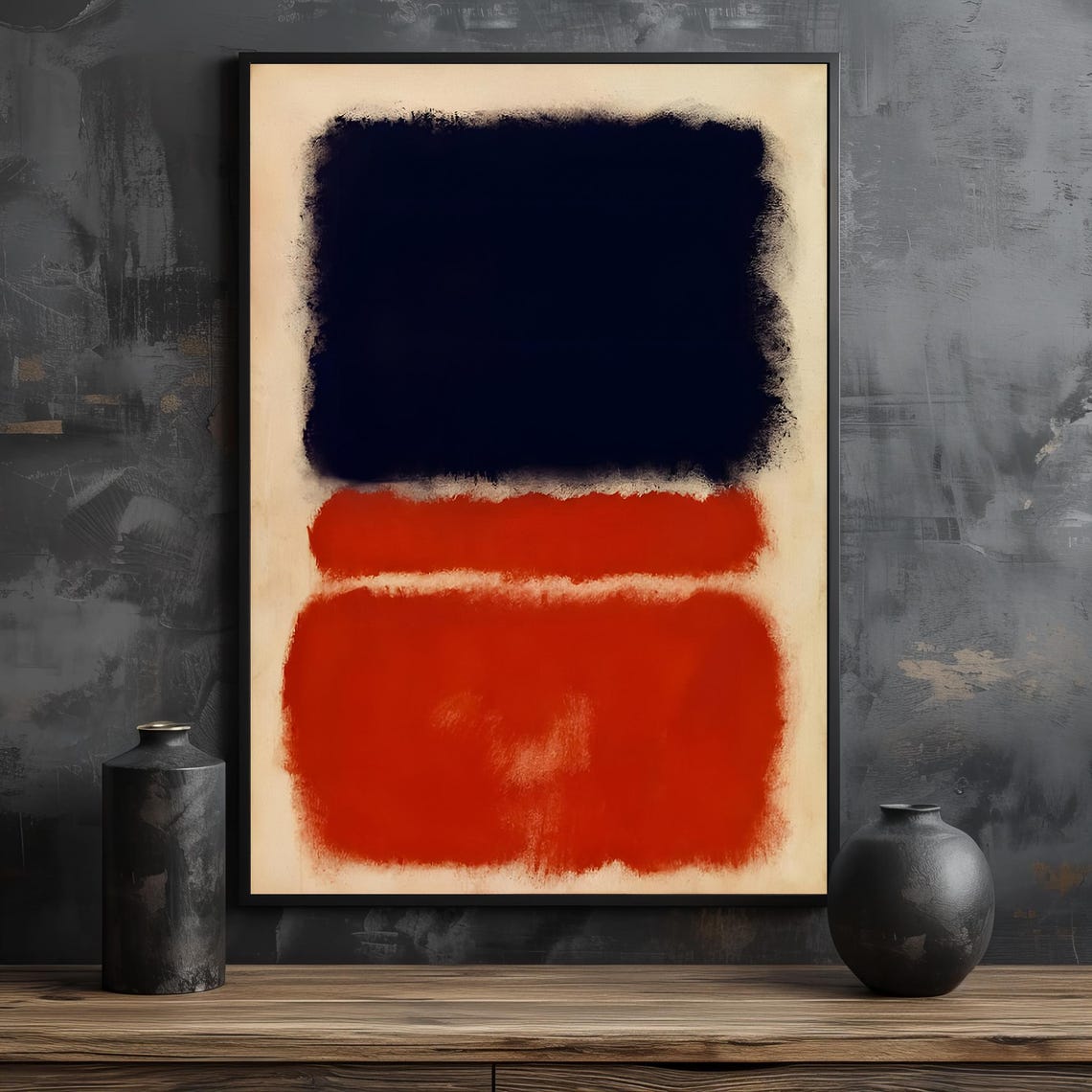 Mark Rothko Style Deep Black And Fiery Red Abstract Art Poster - Image 2