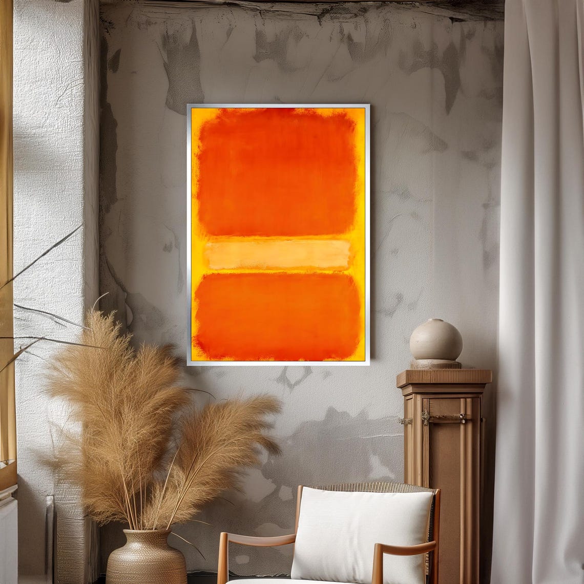 Fiery Orange Yellow Color Field Abstract Blocks Modern Poster - Image 3