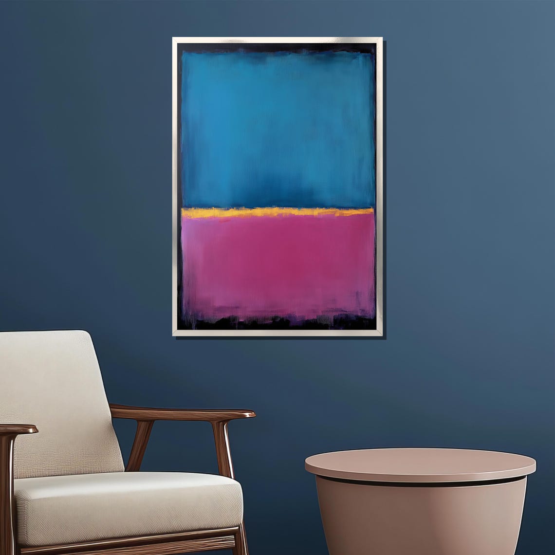 Rothko Style Blue Magenta Gold Bands Color Block Abstract Art Poster - Image 2