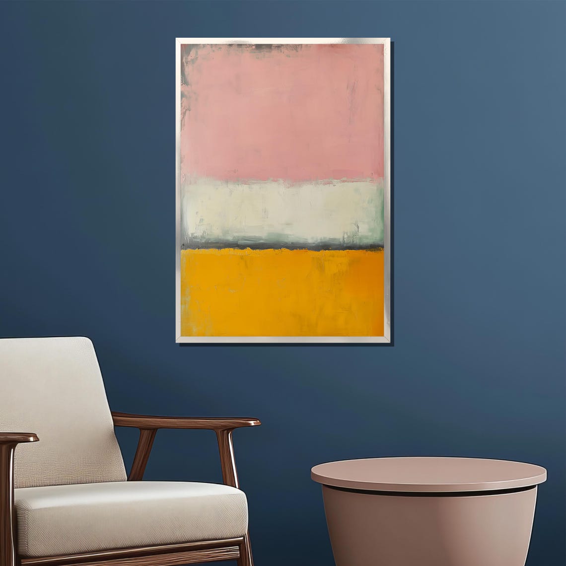 Rothko Style Pink White Gold Gradient Color Field Abstract Poster - Image 2