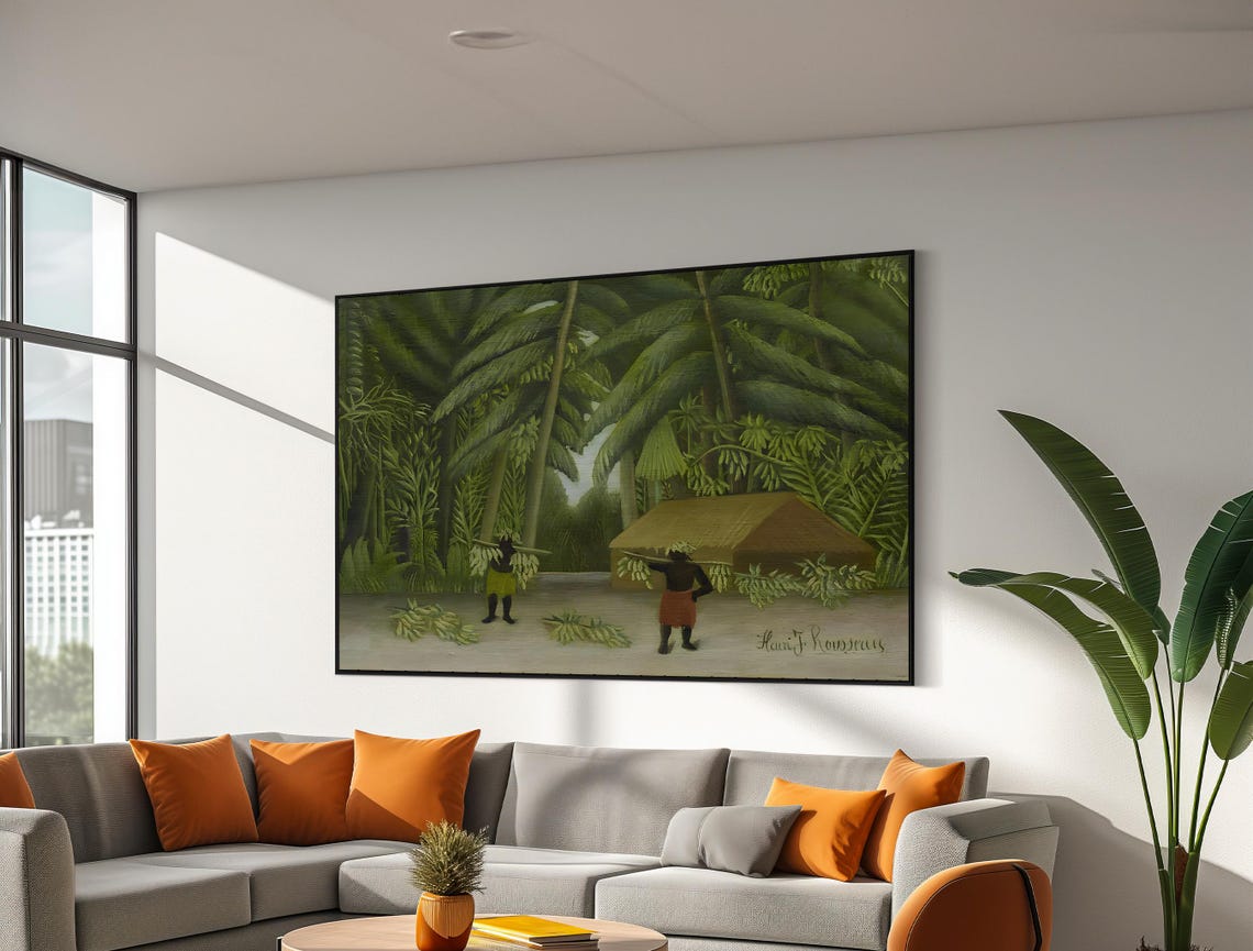 Henri Rousseau Banana Harvest Tropical Village Hut Scene Poster