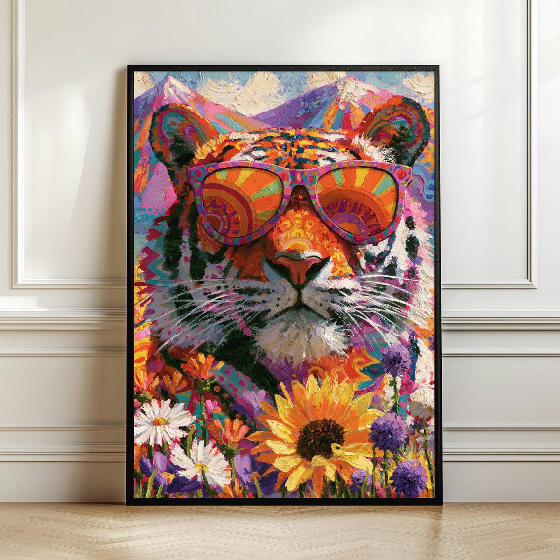 Tiger With Sunglasses, Vibrant Wildlife Art Print