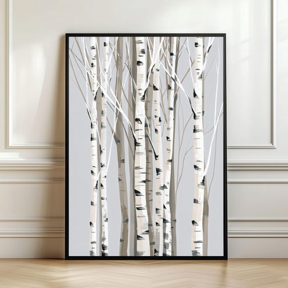 Minimal Birch Forest Art Print, Scandinavian
