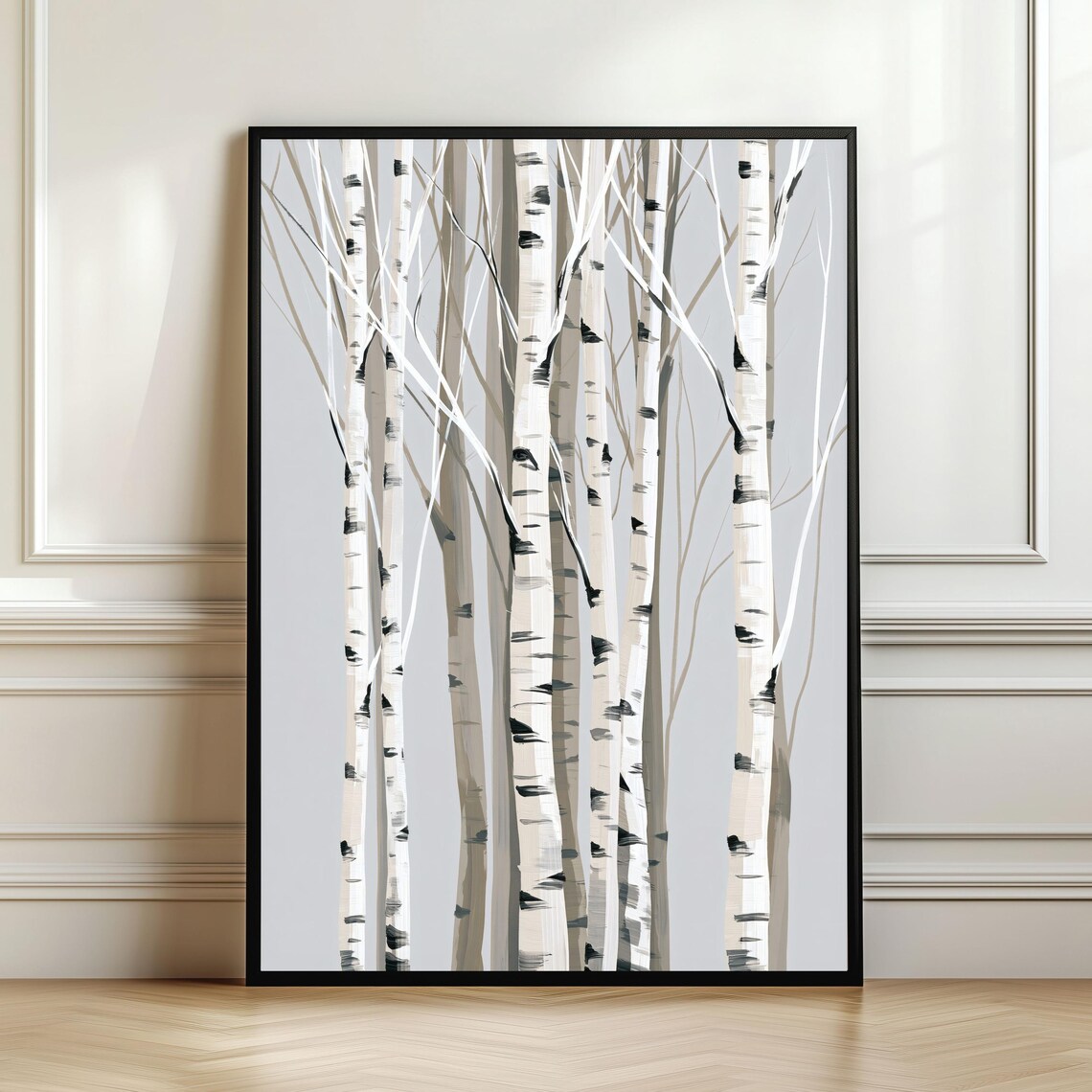 Minimal Birch Forest Art Print, Scandinavian