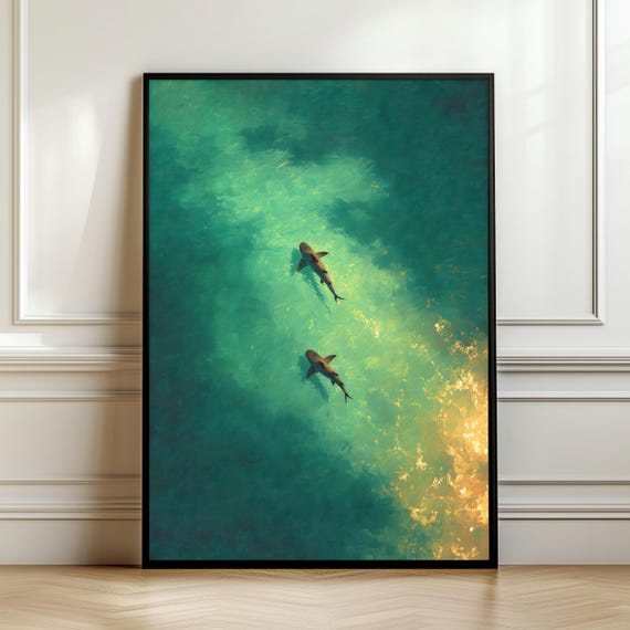 Shark Ocean Minimalist Marine Art Print