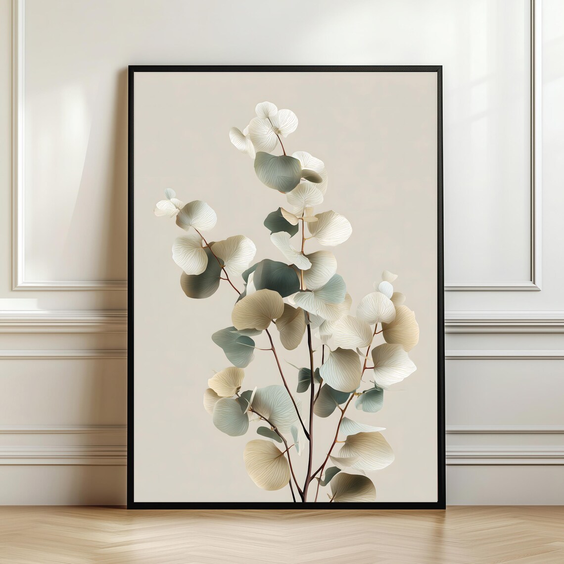 Minimal Eucalyptus Botanical Poster, Modern Nature Decor
