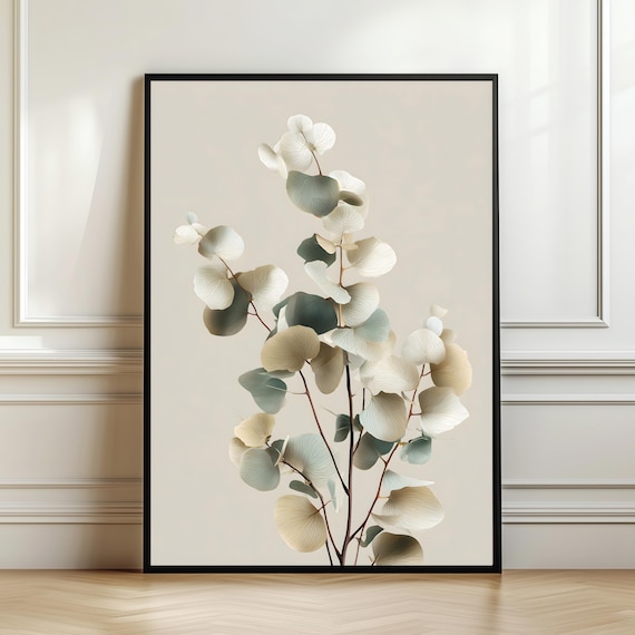 Minimal Eucalyptus Botanical Poster, Modern Nature Decor