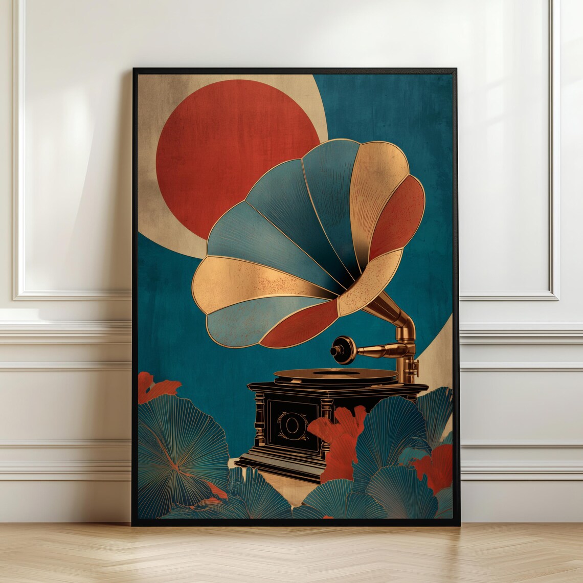 Vintage Gramophone Retro Music Illustration Poster