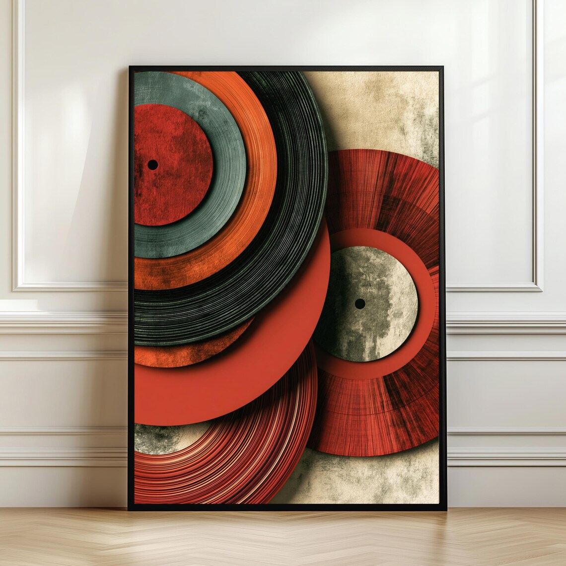 Mid Century Vinyl Abstract Record, Modern Music Decor