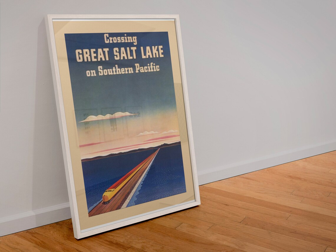 Southern Pacific Crossing Great Salt Lake Causeway Train Poster - Image 4