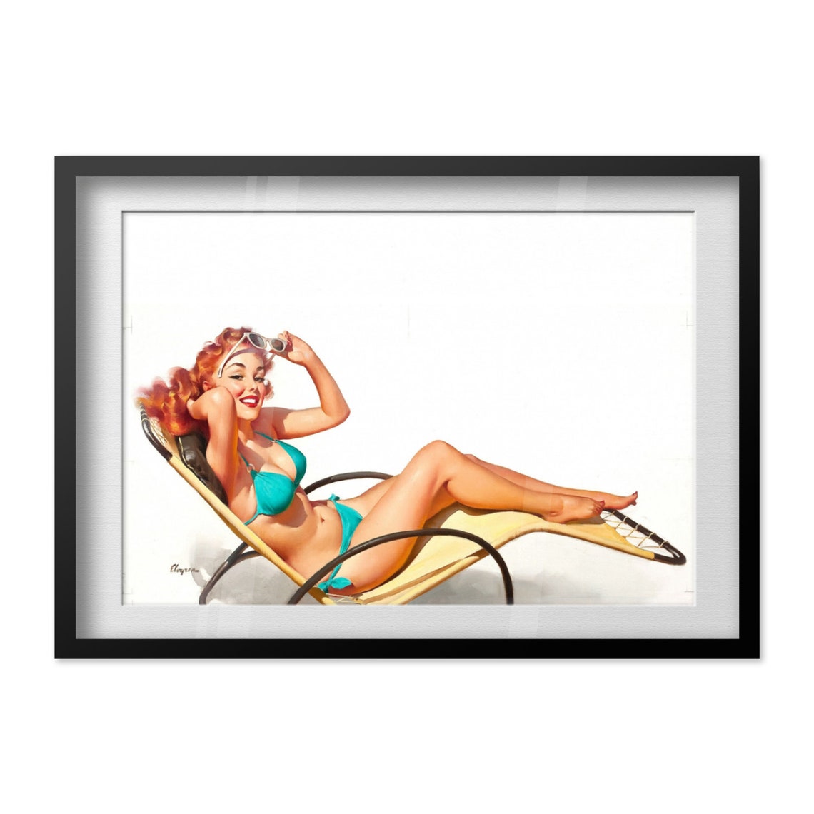Gil Elvgren Did You Say Something Bikini Chaise Summer Pin-Up Poster - Image 4