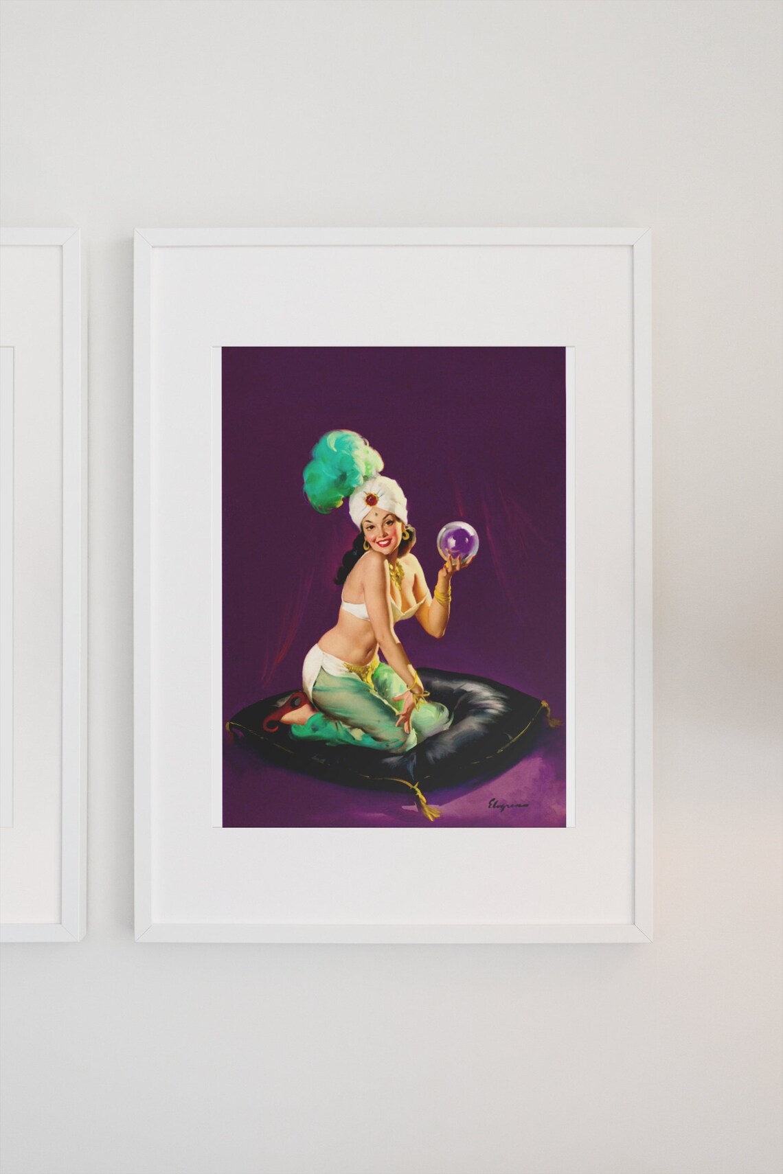 1940s Elvgren Pinup Girl Crystal Ball Art Print - Image 3