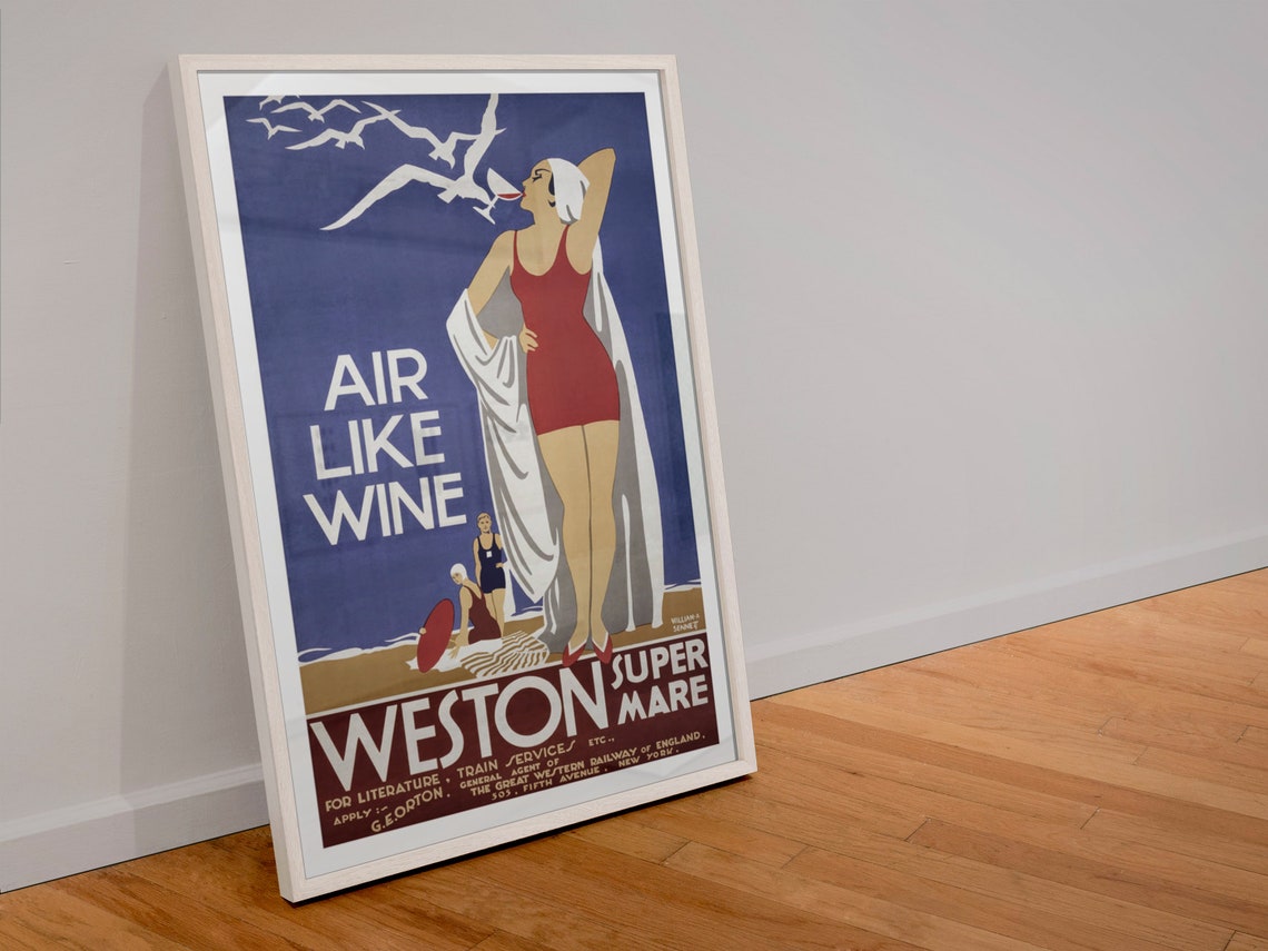Air Like Wine Weston Super Mare Vintage Beach Railway Travel Poster - Image 4