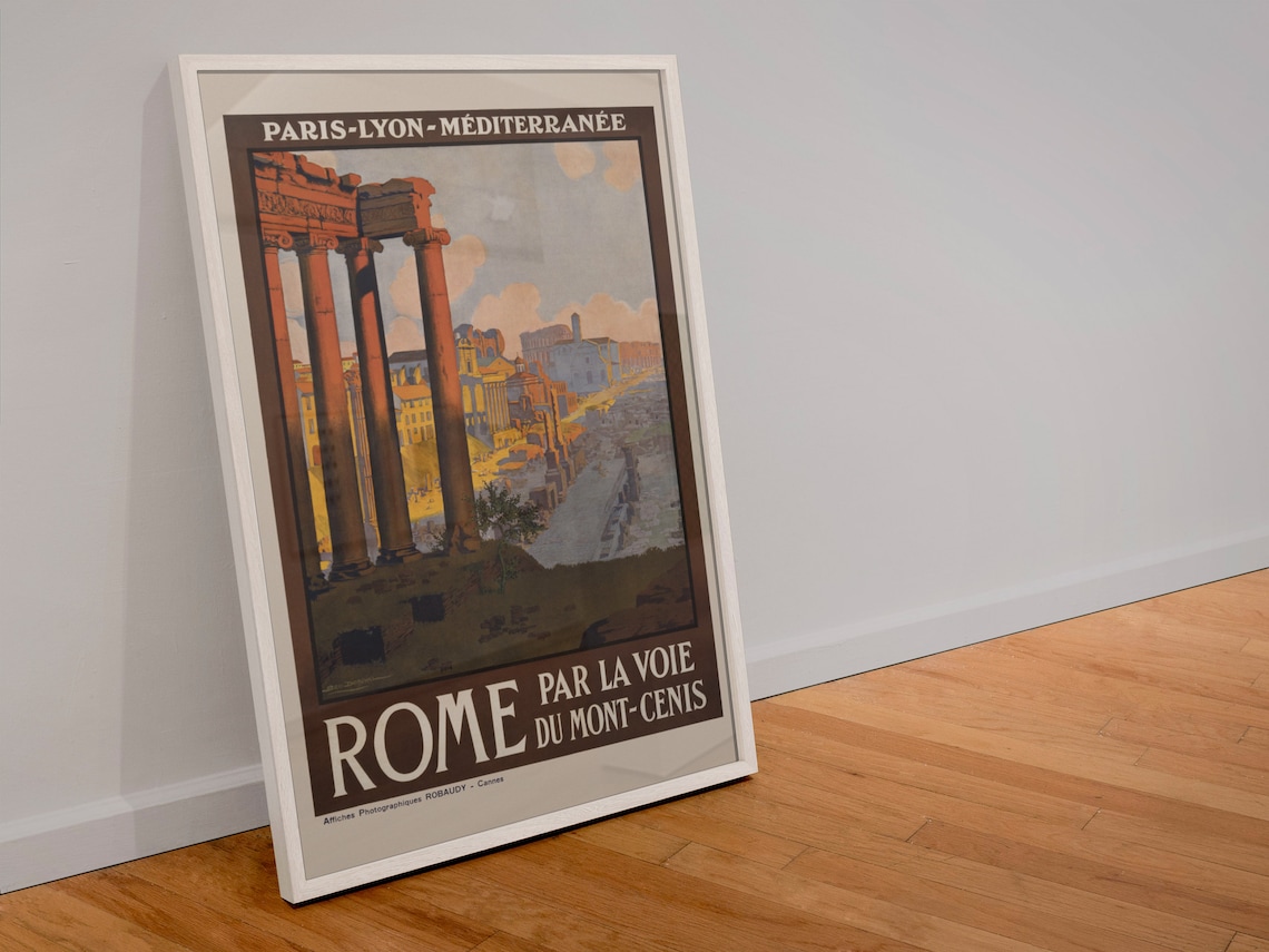Rome par la Voie du Mont Cenis Vintage PLM Railway Travel Poster - Image 4