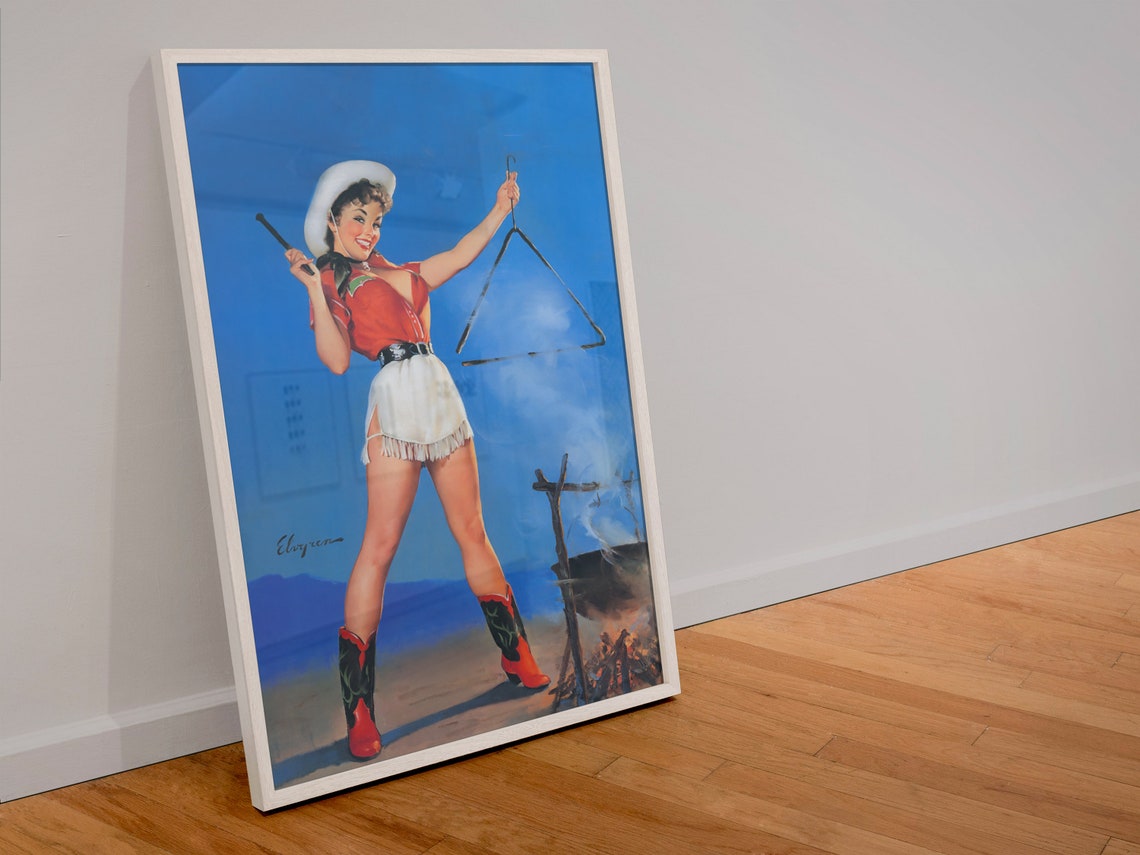 Gil Elvgren Come and Get It Cowgirl Dinner Bell Pin Up Poster - Image 4