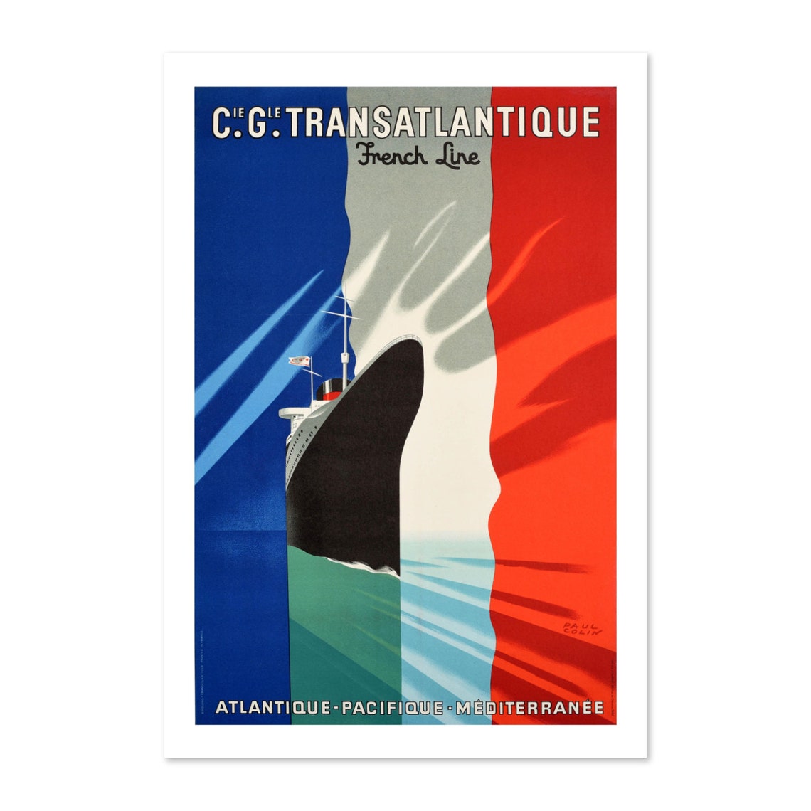 Cie Gle Transatlantique French Line Ocean Liner 1930s Ship Poster