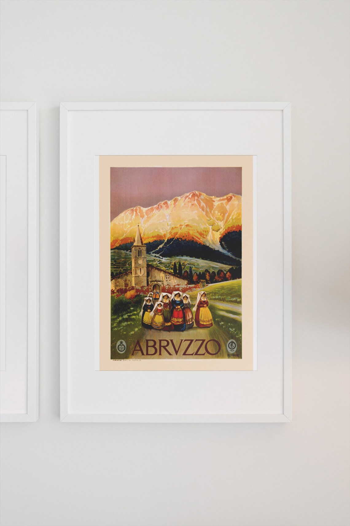 Abruzzo Italy Folk Costume Village Classic Vintage Travel Poster - Image 3