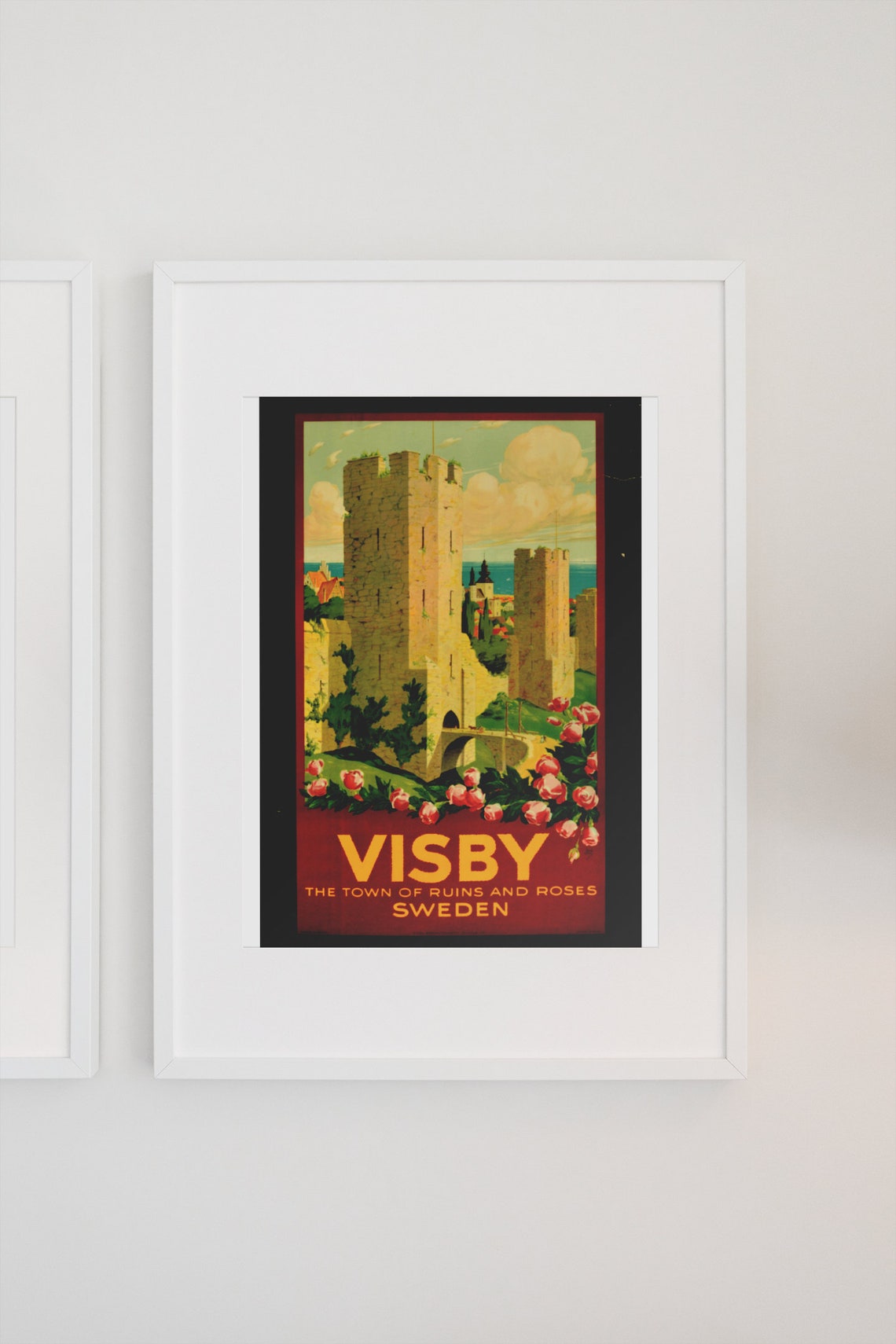 1930s Visby Sweden City Of Ruins And Roses Vintage Style Travel Poster Classic Collection Art Print For Gifts And Wall Art Dcor - Image 3