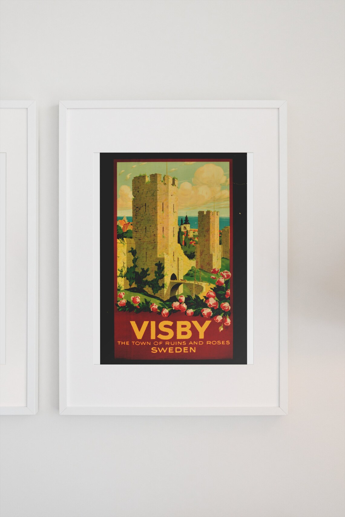 Visby Sweden Town of Ruins and Roses Medieval Old Travel Poster - Image 3