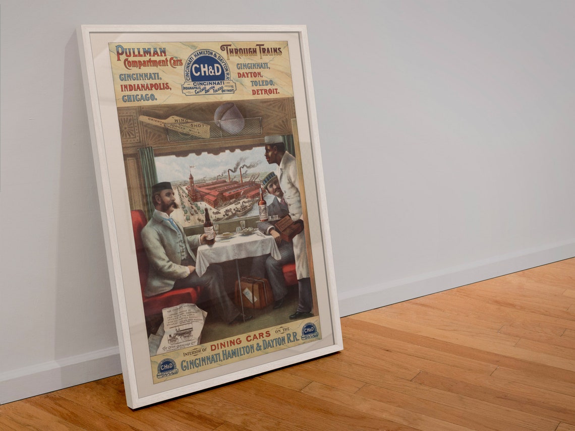 Pullman Dining Cars Cincinnati Hamilton Dayton Railroad Vintage Poster - Image 4