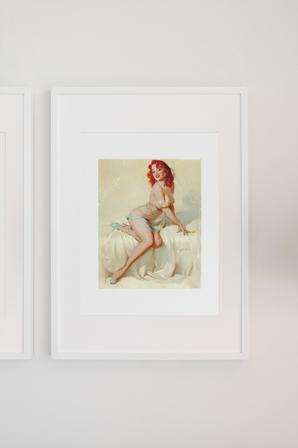 Gil Elvgren Bedside Manner Redhead Bed Sheet Pin Up Girl Poster - Image 3