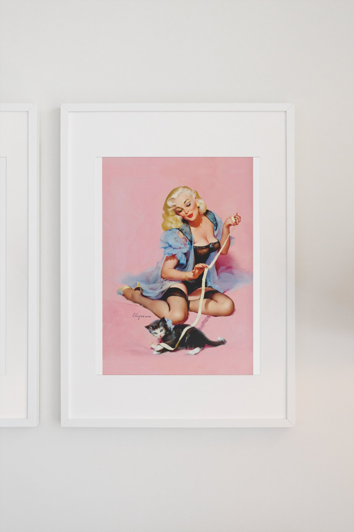 Purrrty Pair Vintage Style Pin Up Girl Art Print - Image 3